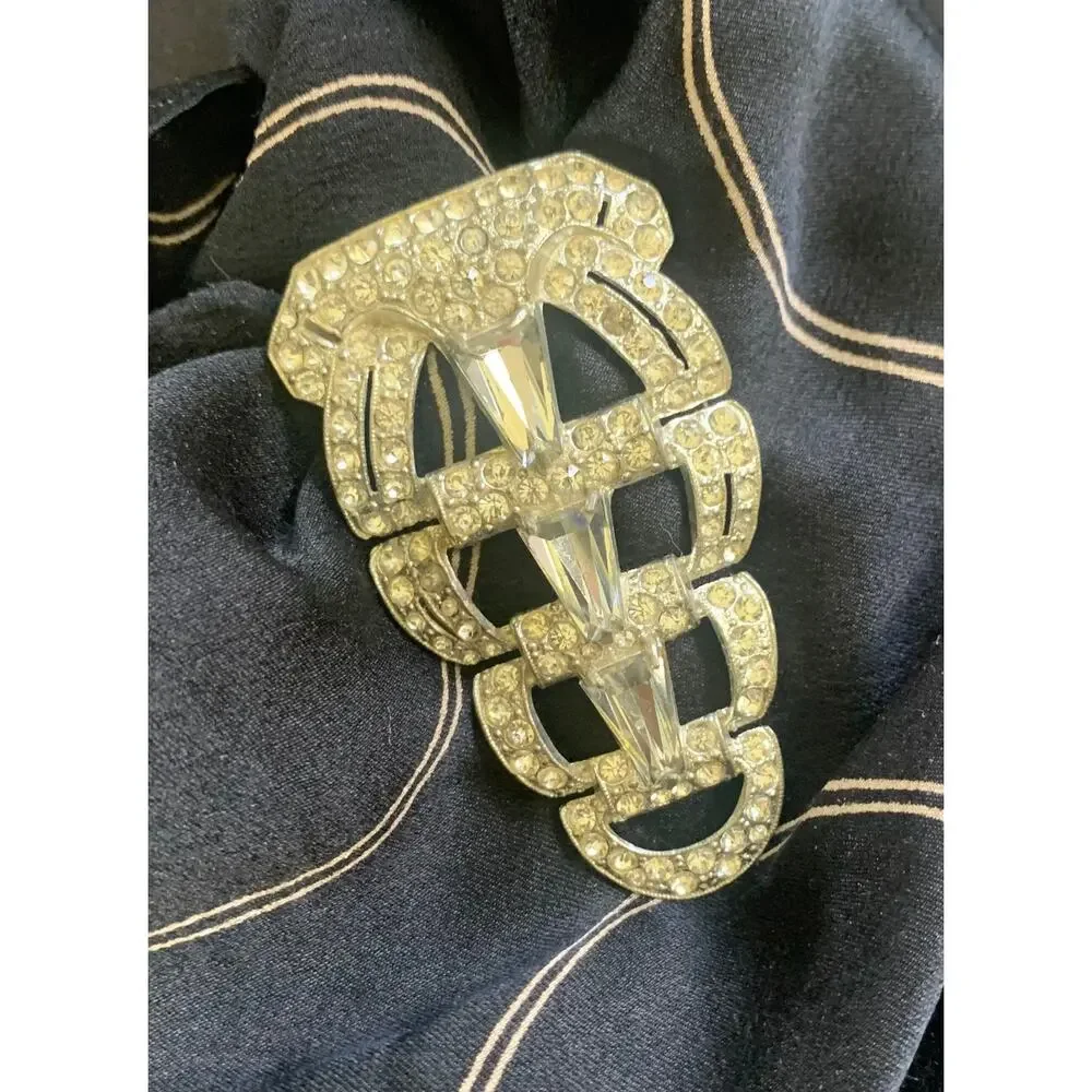 1930s Rhinestone Dress Clip • Vintage Art Deco Clip • Antique Sparkling Brooch